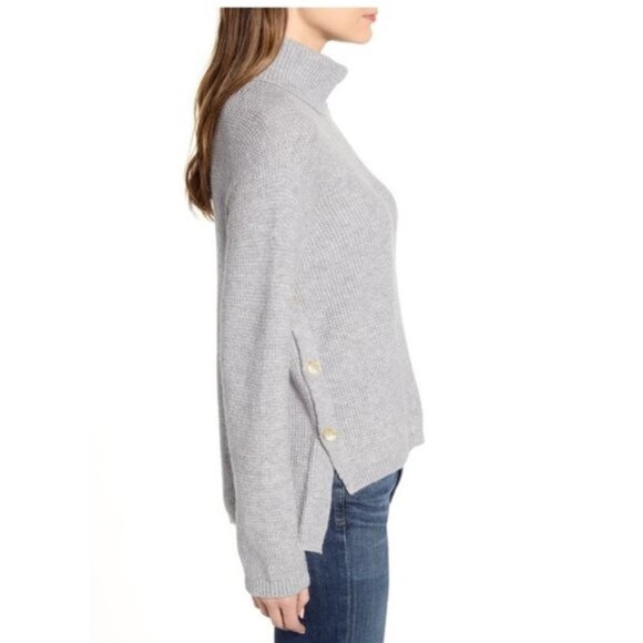 1.State Waffle-Knit Button-Detail Turtleneck Sweat - Picture 4 of 4